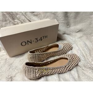 On 34th Naomi Crochet Flats Natural Beige Size 7M New in Box